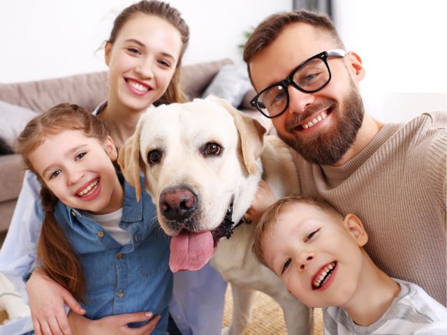 family-parents and kids dog